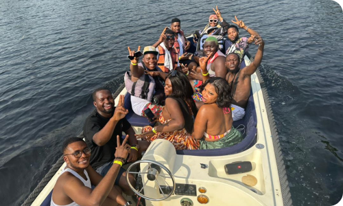 Group of friends on a boat